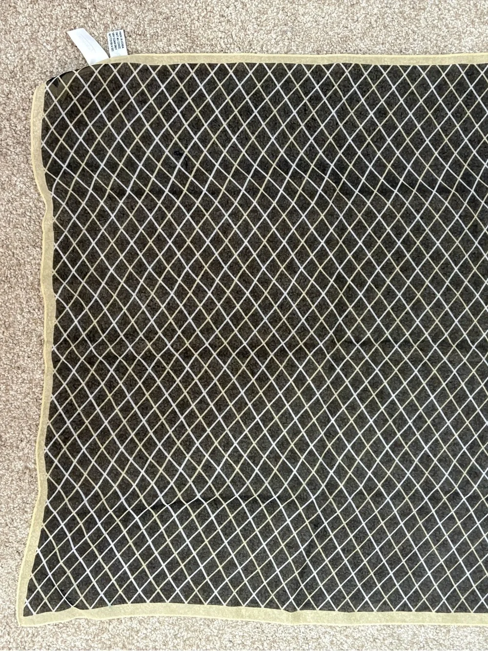 Talbots 100% Silk Scarf Black White Yellow Grid Plaid  Vintage 21